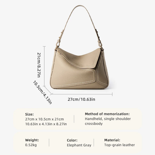 Raymond Lebeck Geometric Patchwork Cowhide Handbag-Elegant Beige