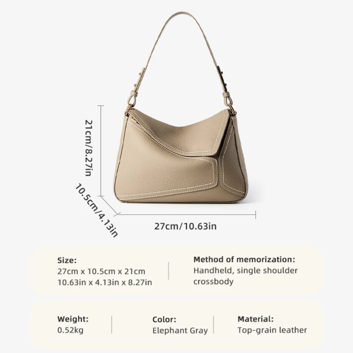 Raymond Lebeck Geometric Patchwork Cowhide Handbag-Elegant Beige