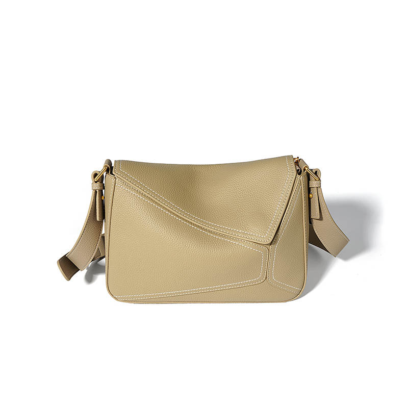 Raymond Lebeck Geometric Patchwork Cowhide Handbag-Elegant Beige