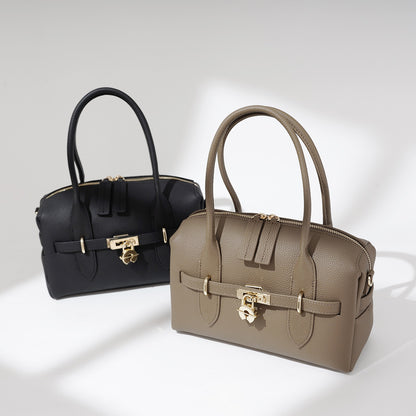 The  Luxe Lock Satchel-Elegant Structured Handbag